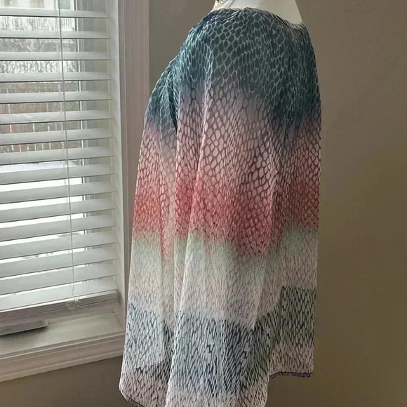 [M] LIVERPOOL LONG SLEEVE SHIRRED BLOUSE WITH NECK  TIES - Picture 6 of 8